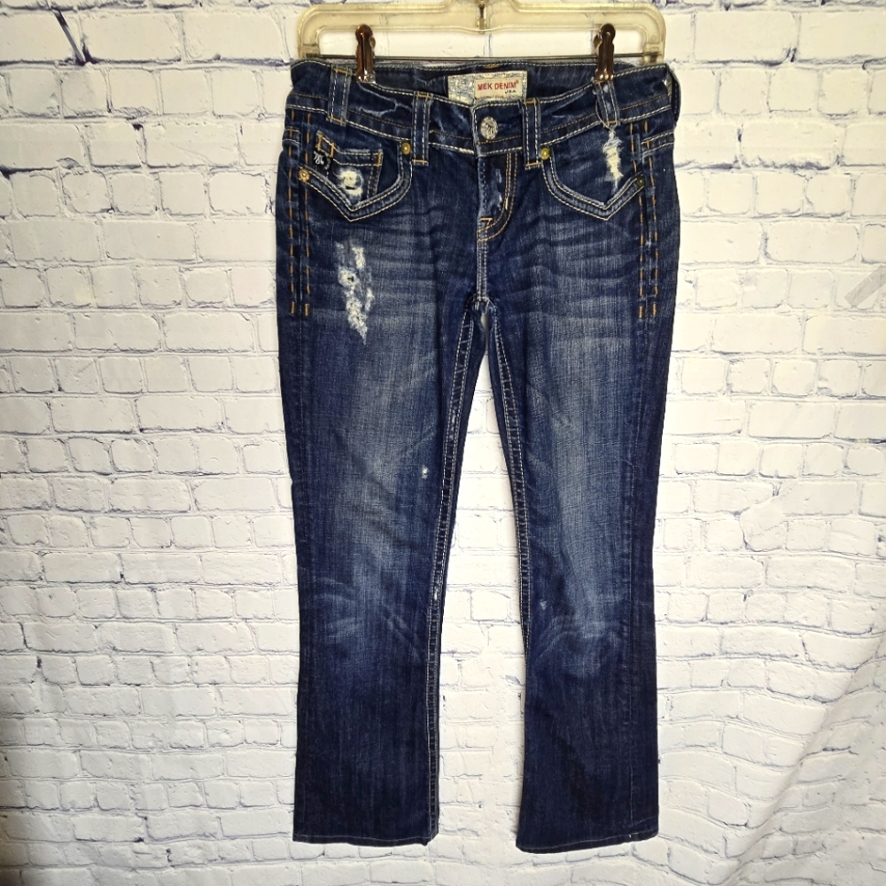 MEK Oaxaca Boot cut Distressed Indigo Jeans 26/34